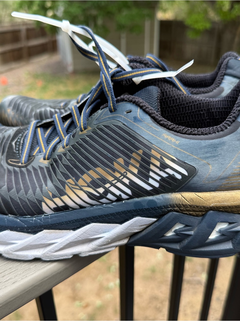 Hoka Men's Navy Blue and White Athletic Running Shoes